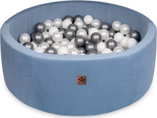 Baby Nellys Bazén pro děti 90x30 cm Velvet + 200 balónků, jeans - obrázek 1