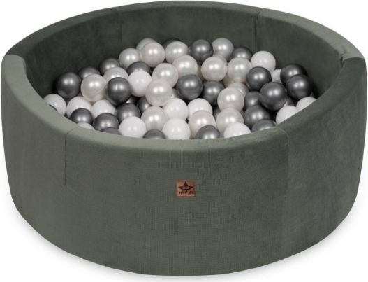 Baby Nellys  Bazén pro děti 90x30 cm Velvet + 200 balónků, khaki - obrázek 1