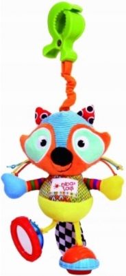 Biba Toys Závěsná plyšová hračka s chrastítky a pískatkem, Mýval, oranžový - obrázek 1