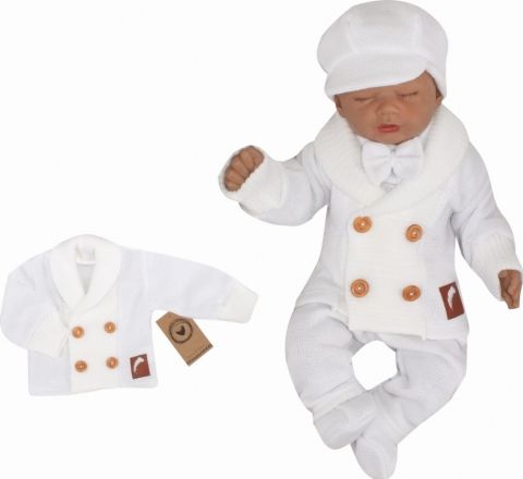 Z&Z Pletený elegantní svetřík s knoflíčky Boy, bílý - obrázek 1