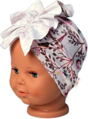 Baby Nellys Dětská čelenka Turban Motýlci, růžová - obrázek 1