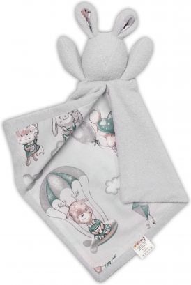 Baby Nellys  Mazlík, přítulníček Zajíček, fleece + bavlna, Létající zvířátka, zelený - obrázek 1
