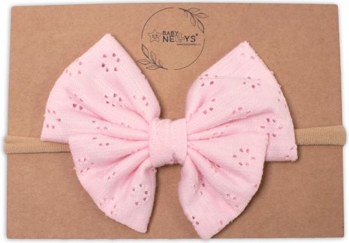 Baby Nellys Hand Made Dvouvrstvá síťkovaná čelenka - mašlička Sofie, růžová - 1ks - obrázek 1