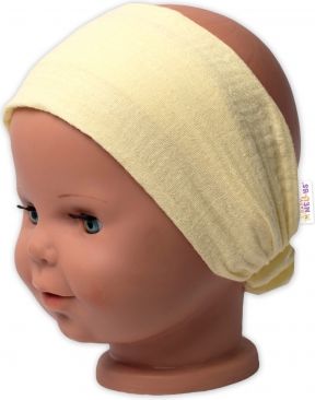 Baby Nellys Lehká mušelínová čelenka Bandana, žlutá - obrázek 1