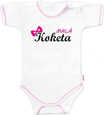 Baby Nellys Body krátký rukáv s vtipným textem , Malá Koketa, holka - obrázek 1