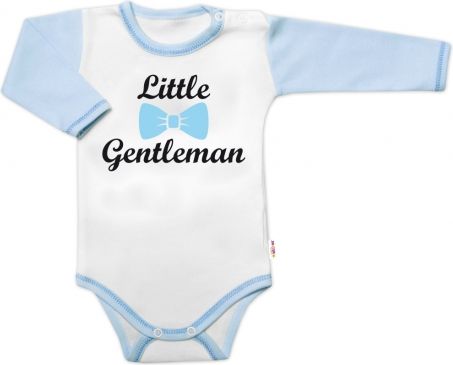 Baby Nellys Body dl. rukáv s vtip. textem , Little Gentleman, kluk - obrázek 1
