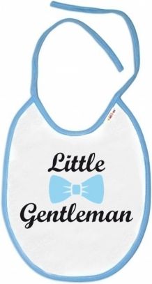 Baby Nellys  Nepromokavý bryndáček Little Gentleman, 24 x 27 cm - bílý s modrým olemováním - obrázek 1