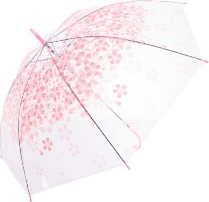 Tulimi Dětský průhledný holový deštník Květinka - růžový - obrázek 1