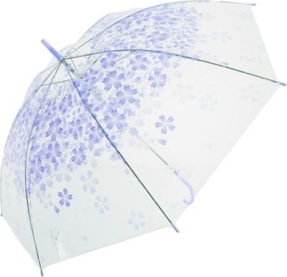 Tulimi Dětský průhledný holový deštník Květinka - fialový - obrázek 1