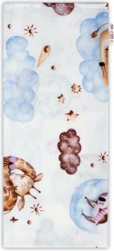 Baby Nellys  Flanelová plenka, 70x80 cm - Spící zvířátka, bílá - obrázek 1