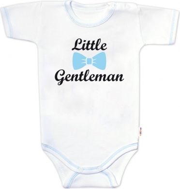 Baby Nellys Body krátký rukáv s vtipným textem , Little Gentleman, kluk - obrázek 1