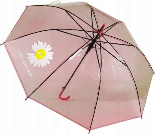 Tulimi Dětský průhledný holový deštník Kopretina - růžový - obrázek 1
