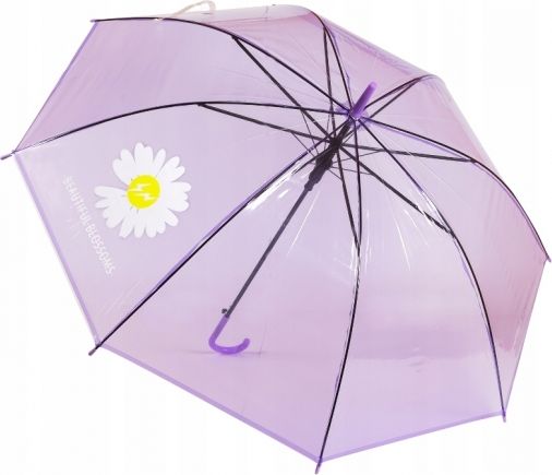 Tulimi Dětský průhledný holový deštník Kopretina - fialový - obrázek 1