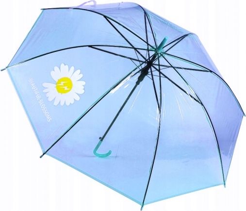 Tulimi Dětský průhledný holový deštník Kopretina - modrý - obrázek 1
