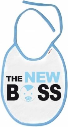 Baby Nellys  Nepromokavý bryndáček The New Boss, 24 x 27 cm - modrý - obrázek 1