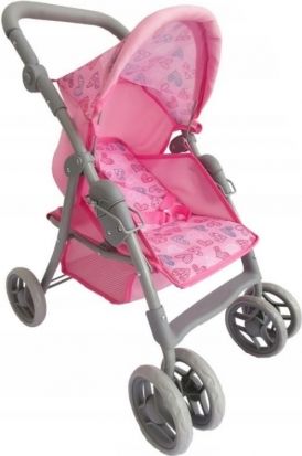 Euro Baby Sportovní kočárek pro panenky Srdíčka - růžový