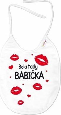 Baby Nellys Nepromokavý bryndáček Bola tady Babička, 24 x 27 cm - bílý - obrázek 1