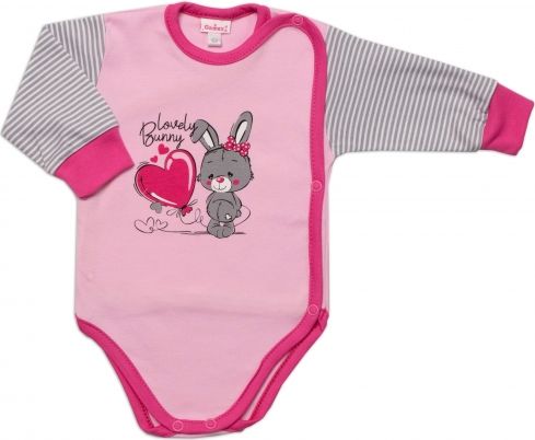 G-baby 2-dílná sada body dl. rukáv + polodupačky Lovely Bunny, růžová - obrázek 1