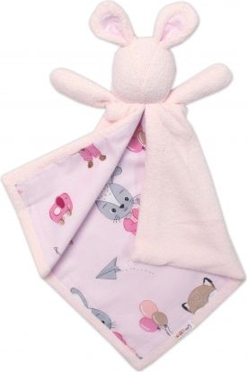 Baby Nellys  Mazlík, přítulníček Zajíček, fleece + bavlna, Liška a zajíc, růžový - obrázek 1