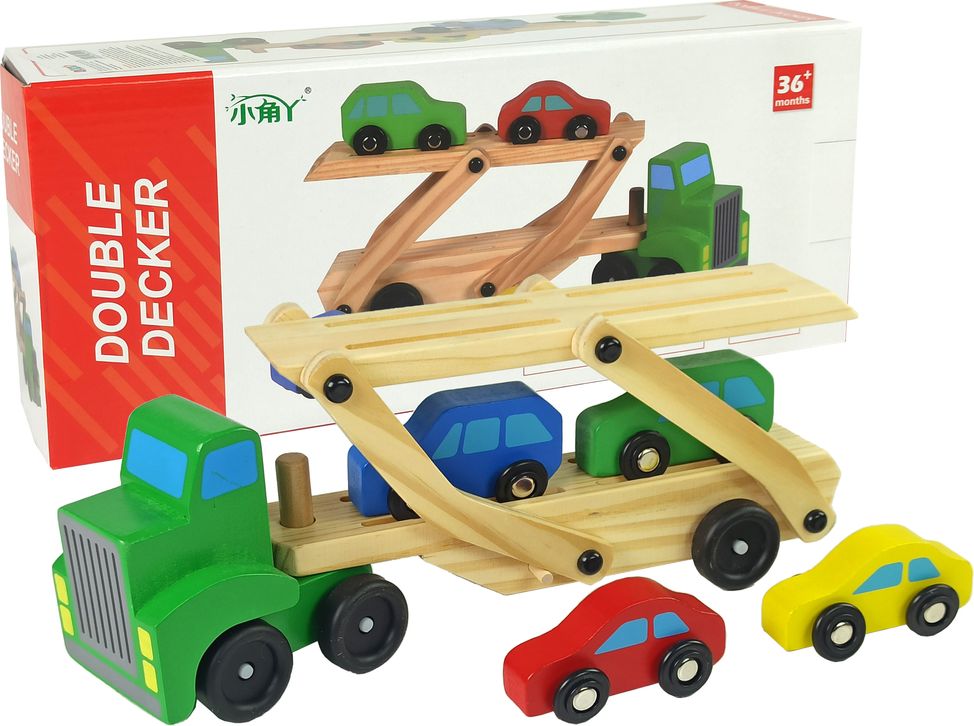 Mamido  Dřevěný kamion s autíčky - obrázek 1