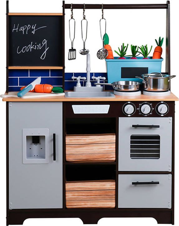 Mamido  Dětská dřevěná kuchyňka s vybavením šedá - obrázek 1