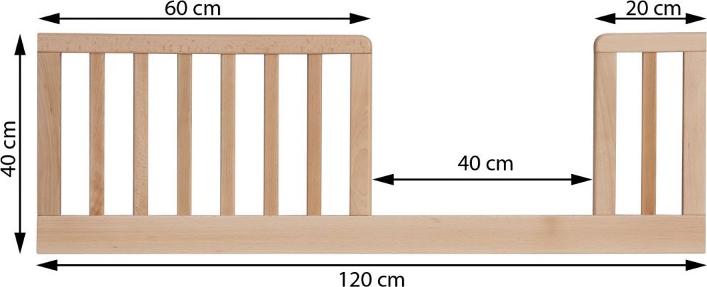 Válendová bočnice k postýlce 120 cm - přírodní - obrázek 2
