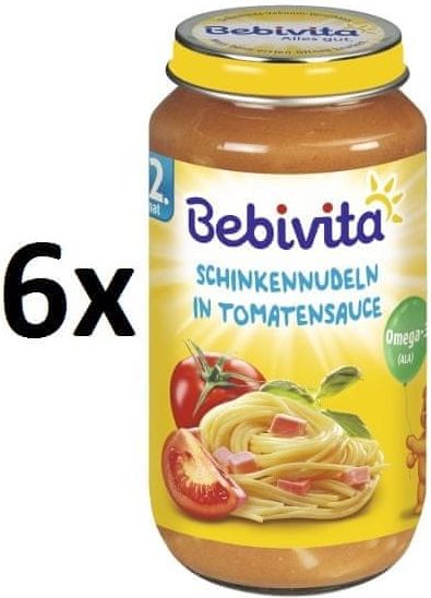 Bebivita Rajčatová omáčka s těstovinami a šunkou - 6x250g - obrázek 1