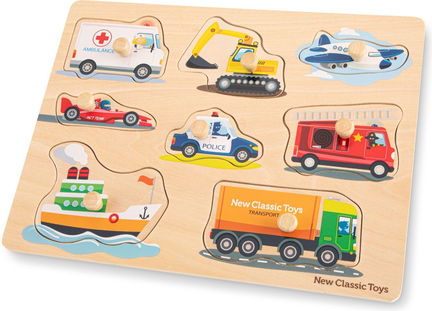 New Classic Toys Dřevěné vkládací puzzle transport - obrázek 1