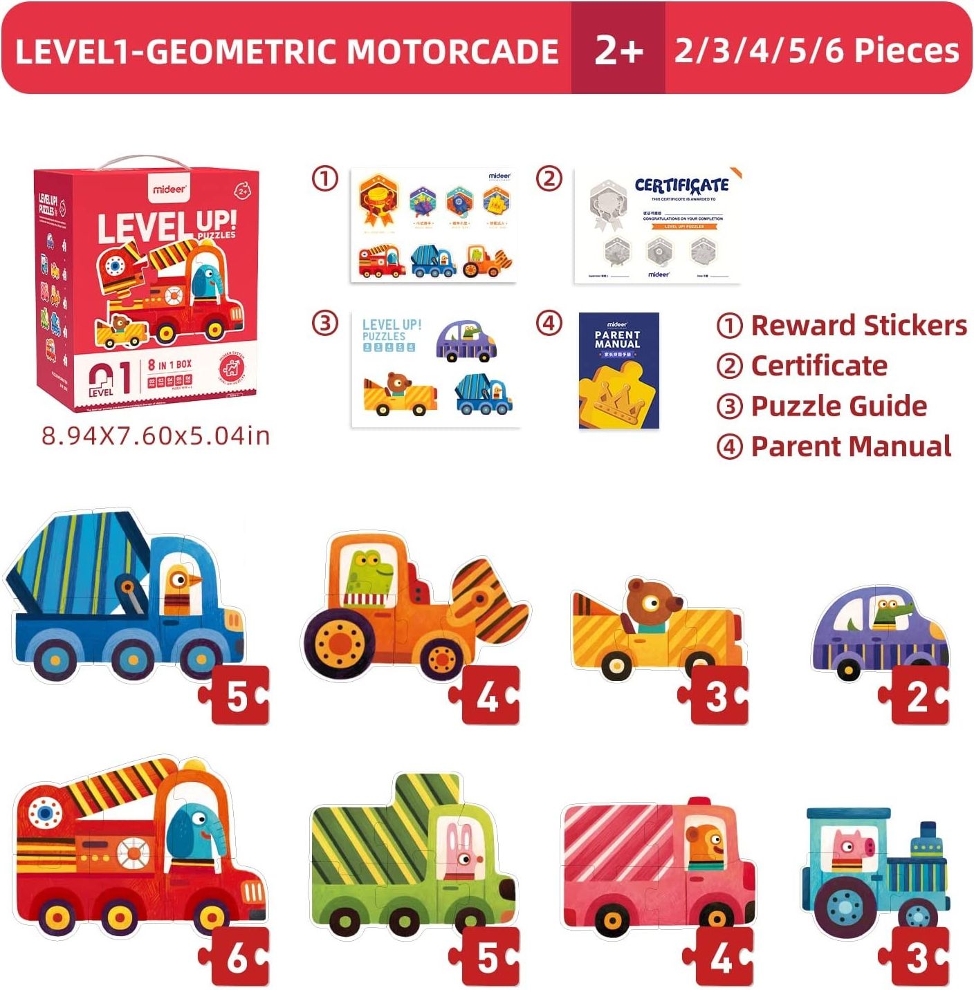 Mideer Puzzle LEVEL UP! 01 Doprava - obrázek 2