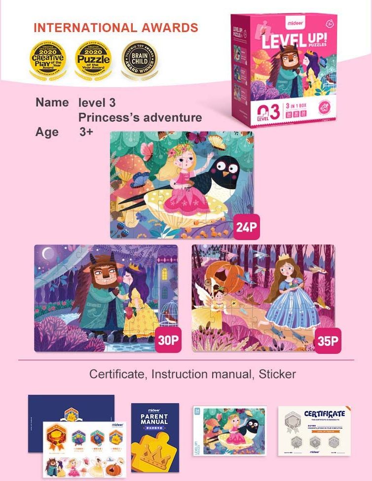 Mideer Puzzle LEVEL UP! 03 Dobrodružství princezen - obrázek 2
