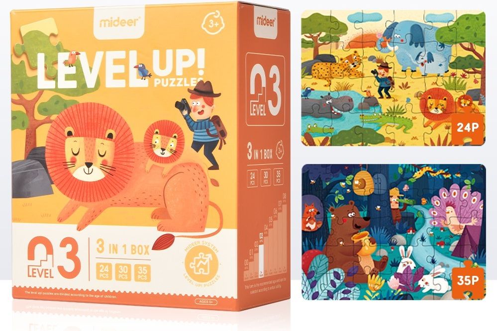 Mideer Puzzle LEVEL UP! 03 Zvířátka v přírodě - obrázek 1