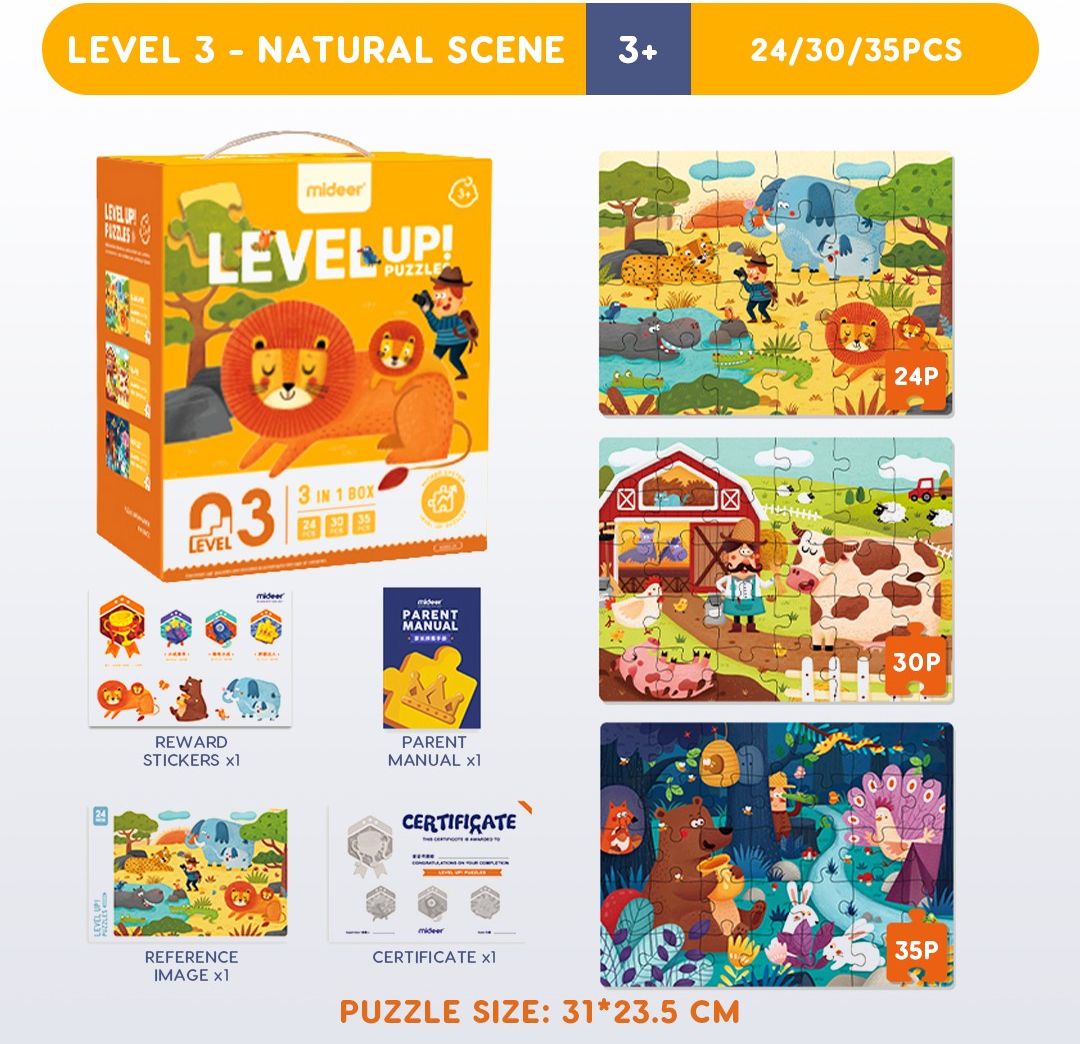 Mideer Puzzle LEVEL UP! 03 Zvířátka v přírodě - obrázek 2
