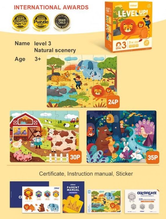 Mideer Puzzle LEVEL UP! 03 Zvířátka v přírodě - obrázek 3