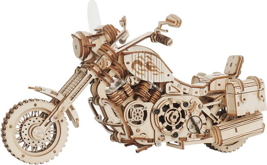 RoboTime 3D dřevěné mechanické puzzle Motorka (cruiser) LK504 - obrázek 1
