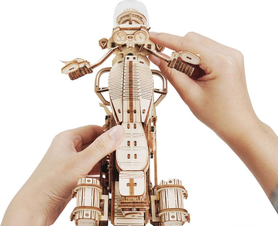 RoboTime 3D dřevěné mechanické puzzle Motorka (cruiser) LK504 - obrázek 3
