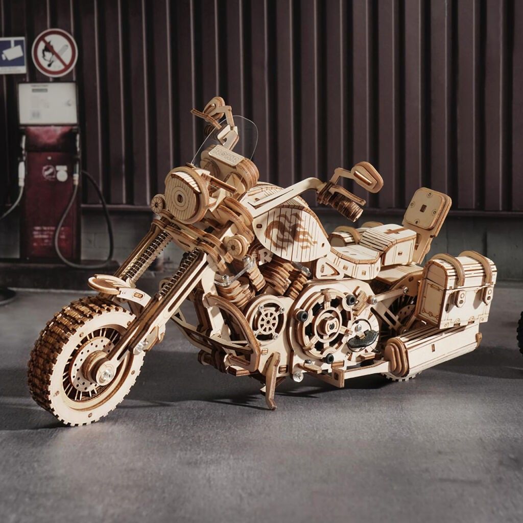 RoboTime 3D dřevěné mechanické puzzle Motorka (cruiser) LK504 - obrázek 5