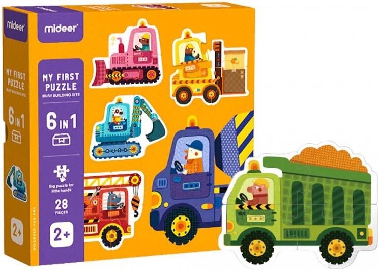 MiDeer první puzzle Rušné staveniště 28 dílků - obrázek 1