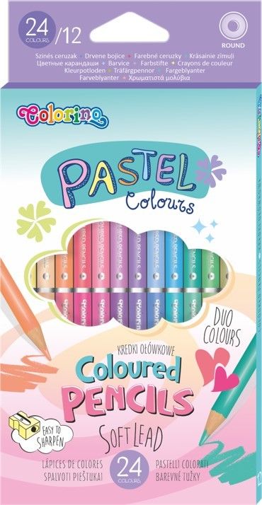 Colorino Pastelové oboustranné pastelky kulaté 24 barev - obrázek 1