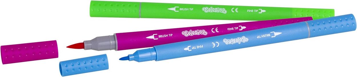 Colorino fixy trojhranné oboustranné štětcový a tenký hrot 12 barev - obrázek 2