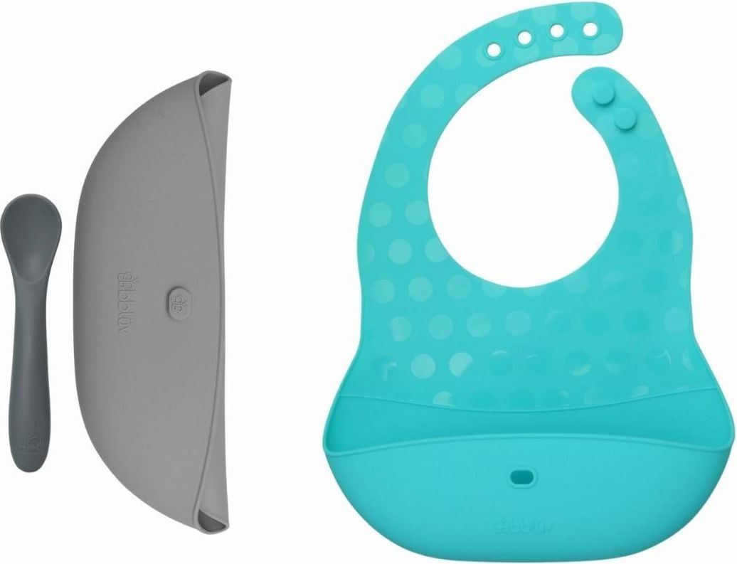 Bblüv Pöket Set bryndáků + lžička Aqua/Grey - obrázek 2
