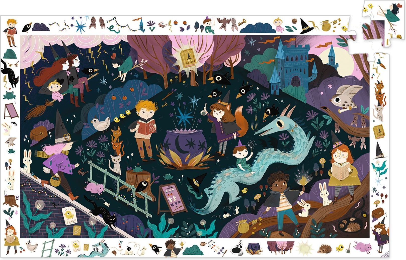 DJECO Vyhledávací puzzle Škola kouzel 54 dílků - obrázek 1