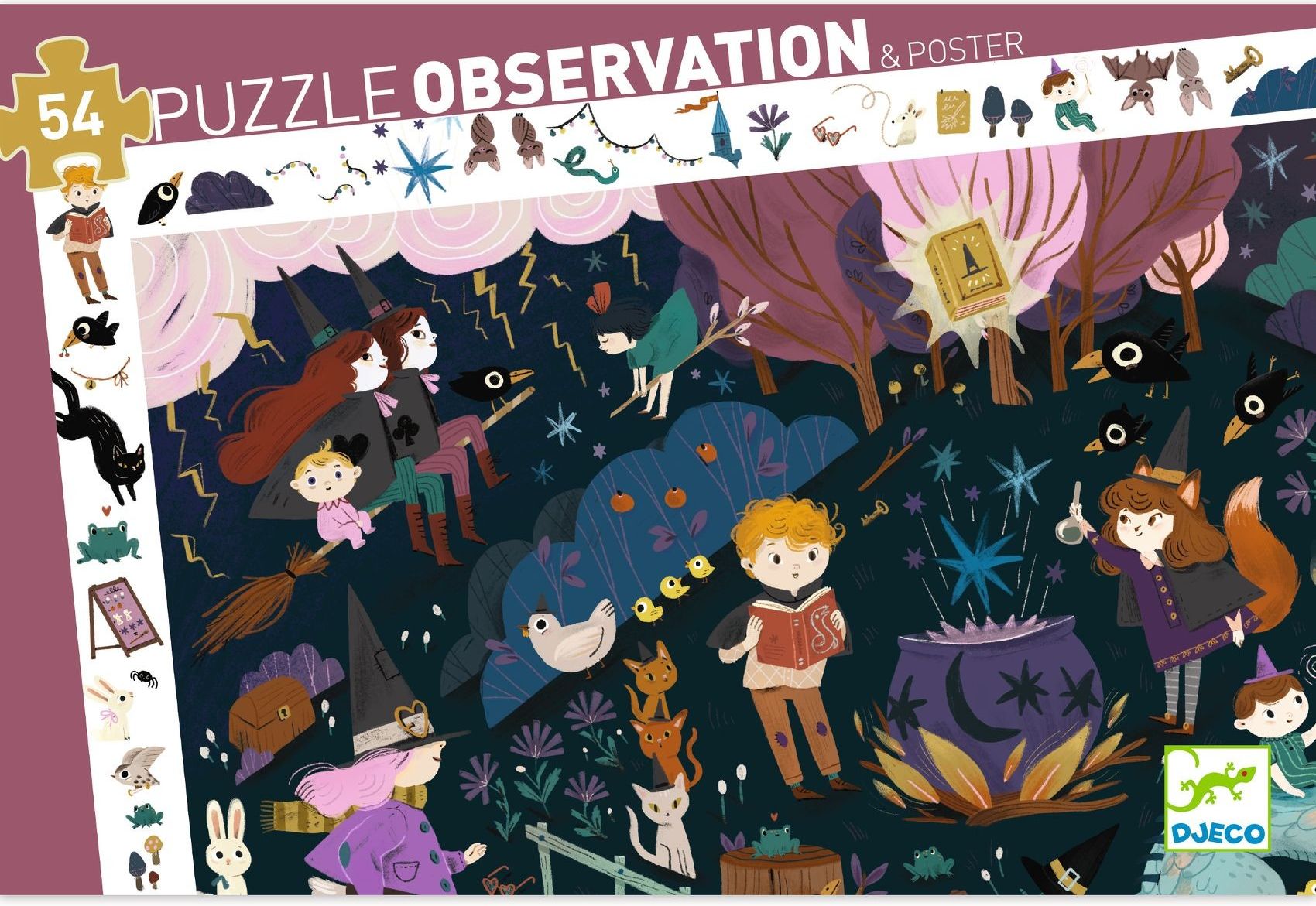 DJECO Vyhledávací puzzle Škola kouzel 54 dílků - obrázek 3