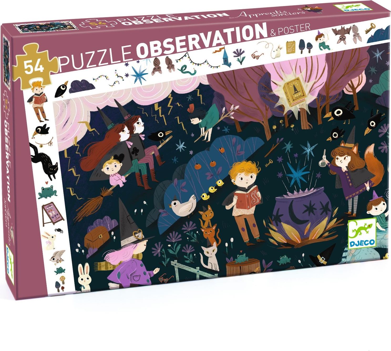 DJECO Vyhledávací puzzle Škola kouzel 54 dílků - obrázek 4