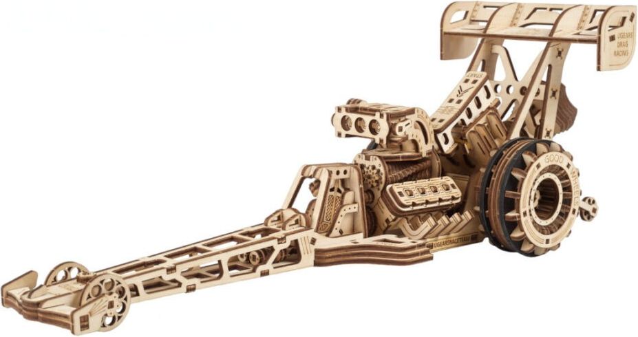 Ugears 3D dřevěné mechanické puzzle Závodní auto (dragster) - obrázek 1