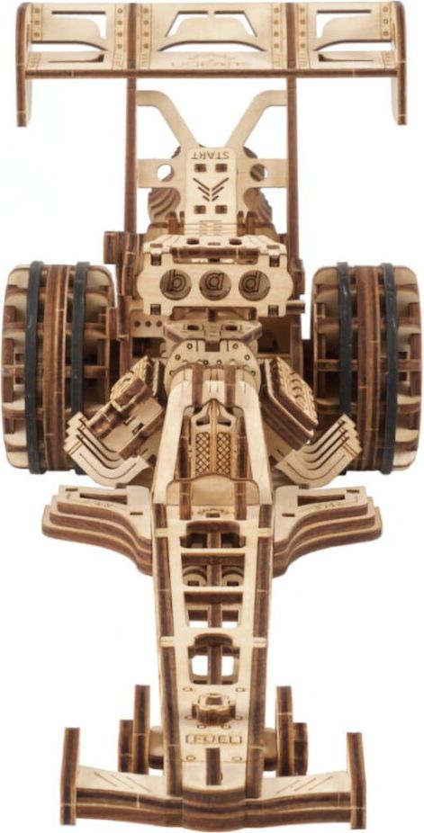 Ugears 3D dřevěné mechanické puzzle Závodní auto (dragster) - obrázek 3