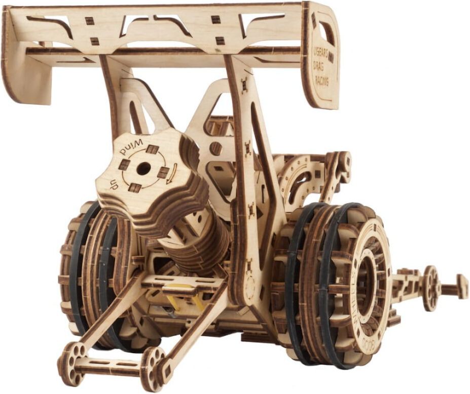 Ugears 3D dřevěné mechanické puzzle Závodní auto (dragster) - obrázek 6