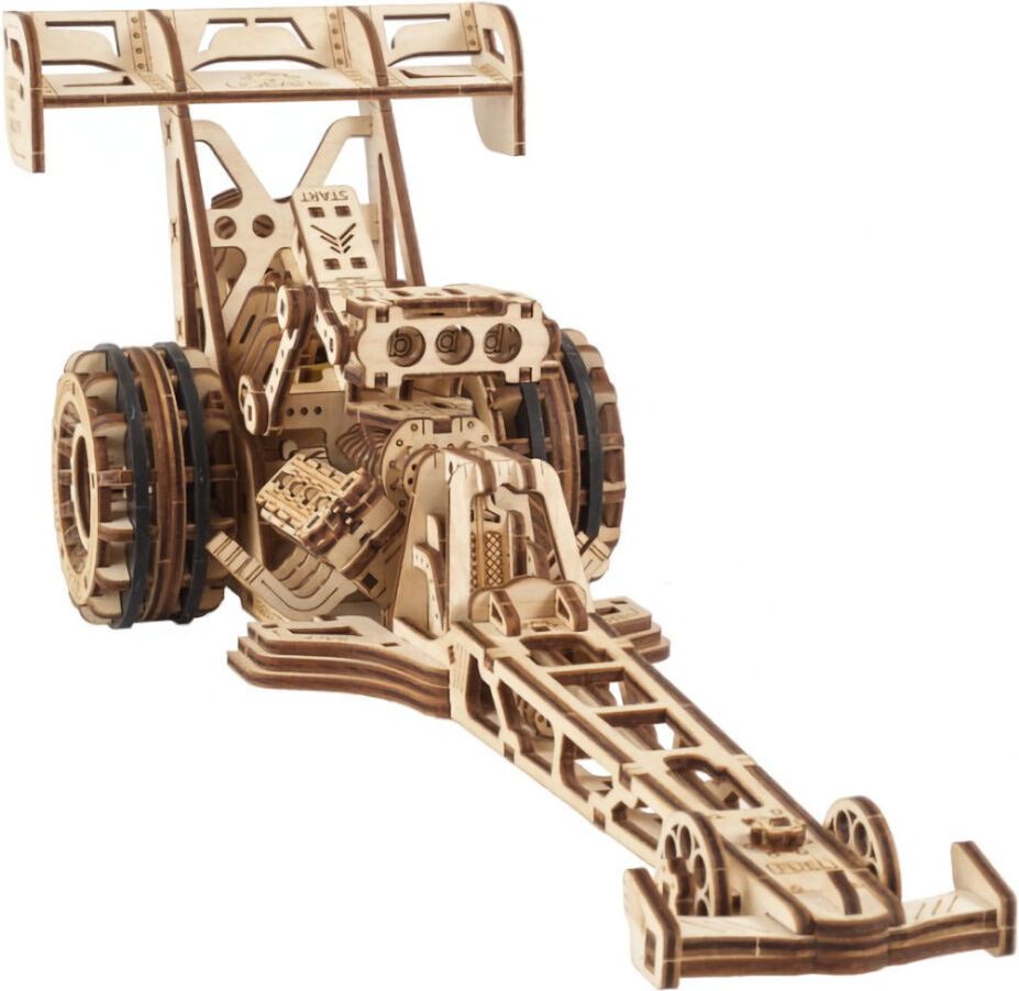 Ugears 3D dřevěné mechanické puzzle Závodní auto (dragster) - obrázek 9
