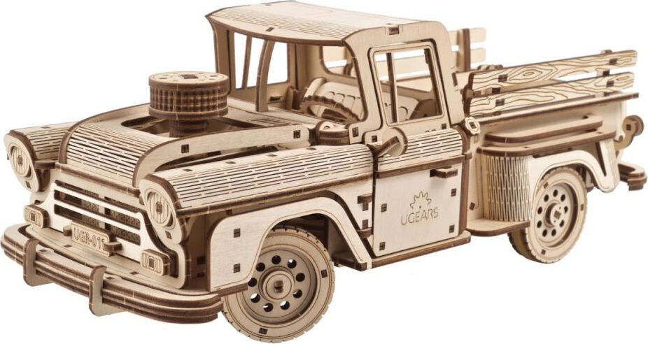 Ugears 3D dřevěné mechanické puzzle Americký náklaďák (pick-up) - obrázek 1