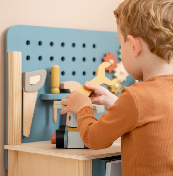 Little Dutch dřevěný pracovní pult s páskem na nářadí - obrázek 7