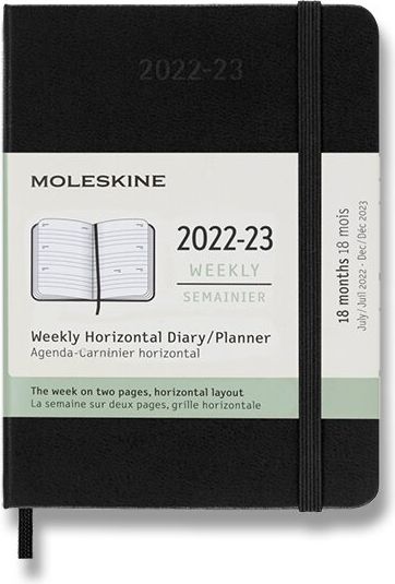 Moleskine 18měsíční diář 2022-23 - tvrdé desky S, týdenní, horizontální, černý A6 - obrázek 1